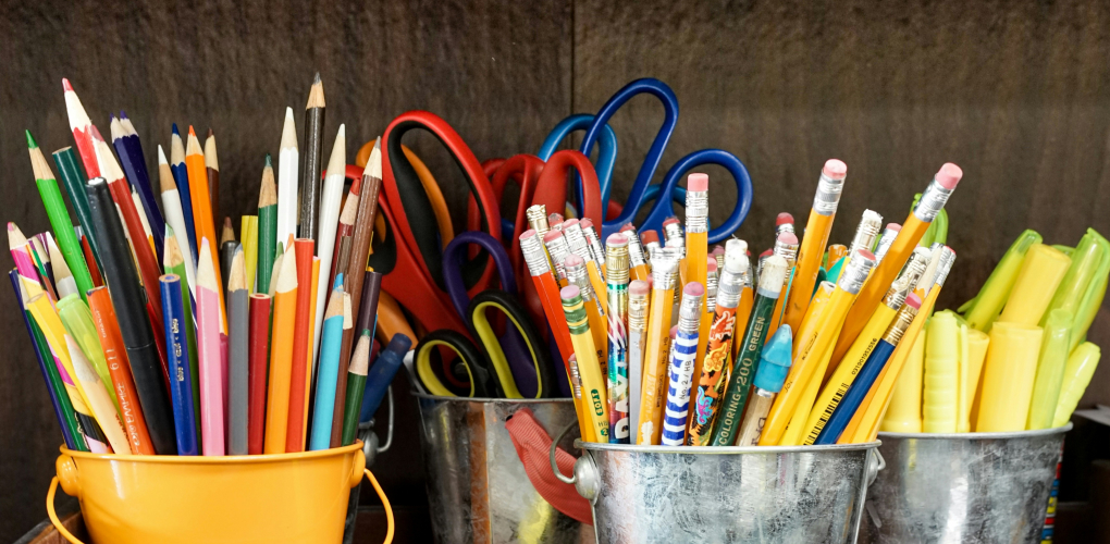 school pencils in pots